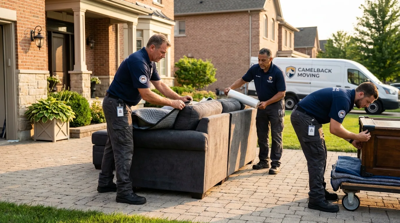 Large estate moving crew wrapping furniture in Davis Junction, IL
